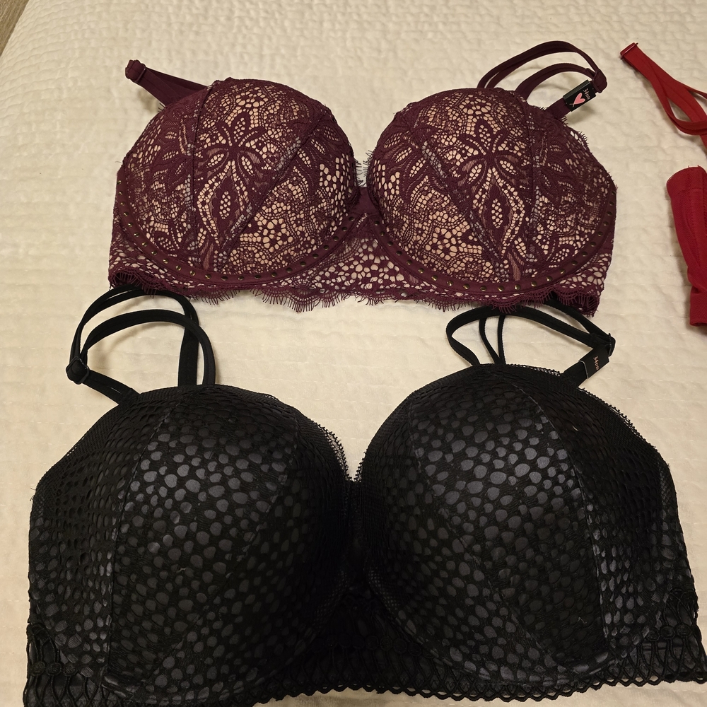Victoria's Secret Lace Bra Collection - Burgundy, Red, Black - Picture 3 of 9